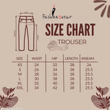 Size Chart for Fashion2wear Women's Solid Bell Bottoms - White Trousers, inseam length sizes 16-30 and waist size 28-46
