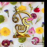 Gold color medium-sized Murugan Om Vel religious idol for car dashboard, Indian crafted art for pooja room decor