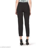 Black cotton cross pocket trousers women's slim fit, pack of 2
