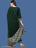 Voguish women's cotton kurta sets with palazzos, solid net pattern, pack of 3 sizes: S-XXXL, Indian origin