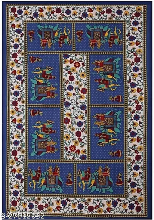 Pure cotton Jaipuri printed single bedsheet with 1 pillow cover, soft and cozy for summer use, made in India