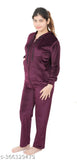 Velvet velour women's night suit, soft winter wear by Dartline - solid color long-sleeved pyjamas (L size: 36in bust, 24in top length, 26in waist, 36in bottom length)