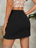 Black lace skirt with high waist, short hem