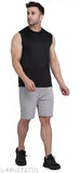 Black sleeveless gym vest t-shirt made of polyester