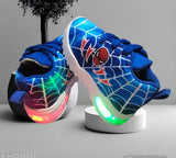 Blue and white spider shoes with light up feature