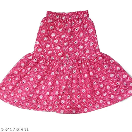 Red print cotton kurti set for girls aged 3-10 years, traditional Sanganeri block art