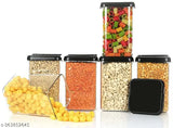 Black plastic kitchen storage container set, pack of 12, 1100ml each
