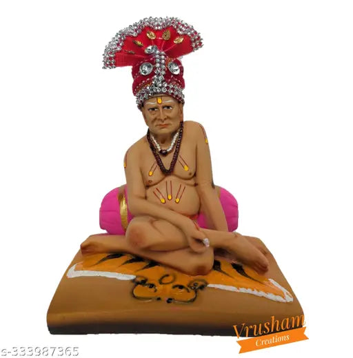 Handcrafted poly resin Shree Swami Samarth statue (6 inch), traditional Indian artifact for home or car dashboard