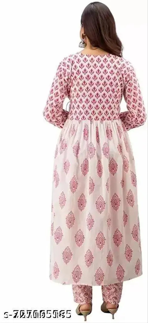 Pink rayon three-quarter sleeve kurta with dupatta and pants, printed combo for women in XL size
