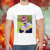 Personalised Photo T-Shirt: Poly Blend Short Sleeve, Printed with Name on XS (Chest 34in, Length 26in), Made in India