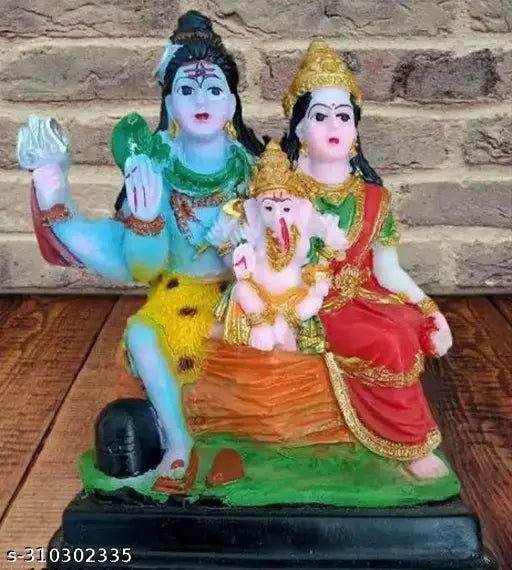 Indian poly resin Shiv Parivar family idols, 14cm high, for home decoration or Pooja gifts