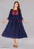 Navy blue designer kameez with embroidery