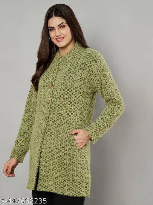 Trendy long-sleeved embroidered net wool sweater for women, 100% Acro Wool, winter fashion from eWools.com