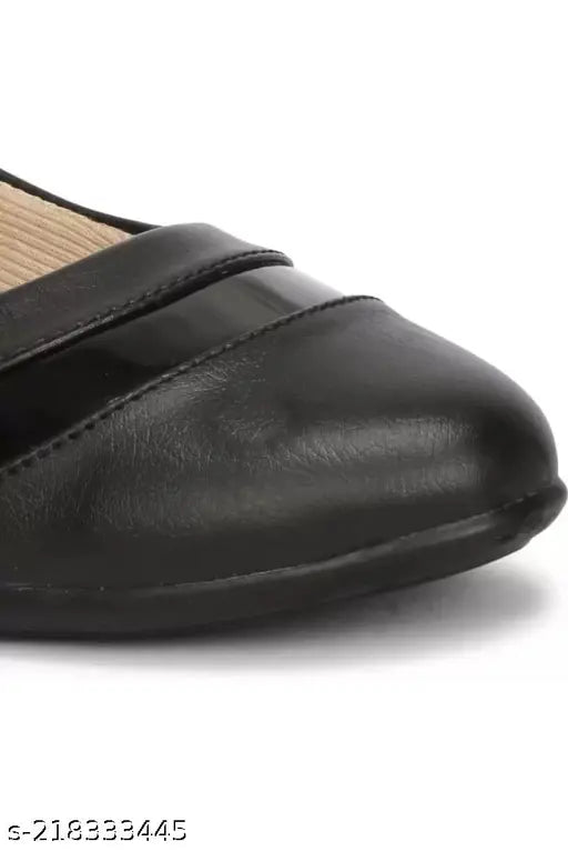 Stylish Bellies for women black - synthetic leather slip-on ballerinas for casual wear, comfortable and fashionable women's footwear