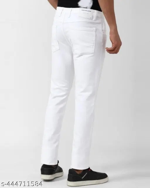 White slim-fit jeans with no visible teddy in the image