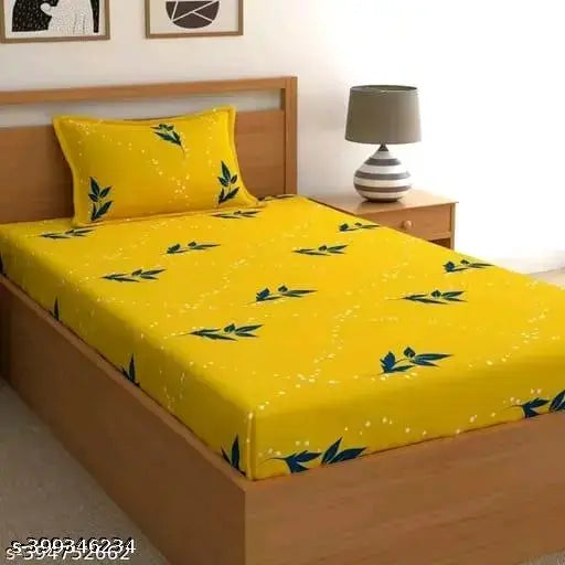 Cotton single bedsheet and pillow cover, superfine botanical print, ideal for summer adult use, origin India