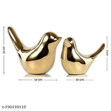 Golden ceramic mystical midnight sparrow sculpture set (2), ideal home decor accent