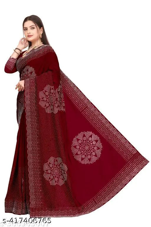 Red and gold embroidered georgette saree