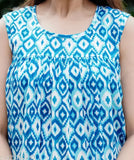Blue rayon co ord set: sleeveless, versatile croptop pant set made from rayon fabric, available in sizes S-XXL. Made in India