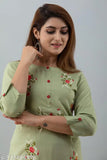 Rayon embroidered kurtis, three-quarter sleeves, Indian fashion for women