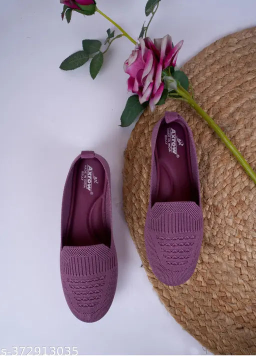 Pink synthetic ballerinas for women - slip-on ballet flats, solid design, sizes IND-4 to IND-8, made in India