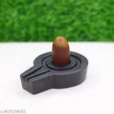 Marble Narmadeshwar Shivling with stone yoni base, 15-inch tall, 3-inch base, handcrafted unique decorative showpiece from India