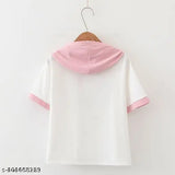 Cotton blend printed net Urbane Partywear women's tunic tops, short sleeves, size M (India)