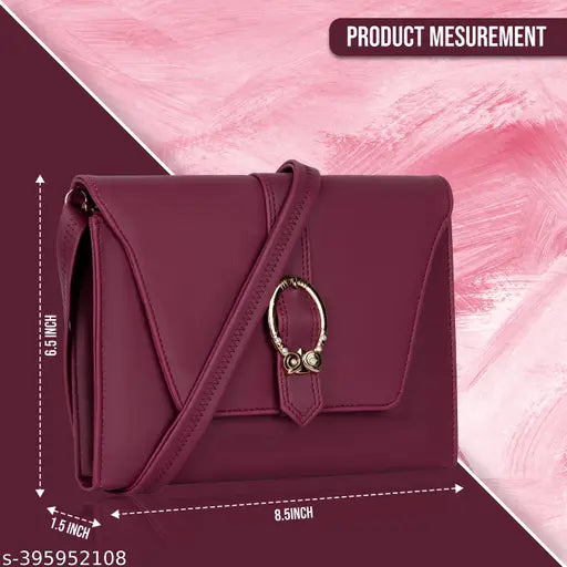 Womens pink leather sling bag with adjustable shoulder strap