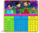 Radiant kids' Rajasthani embroidered Rayon-Cotton Ghagra Choli with dupatta, perfect for Navaratri and dandiya dance