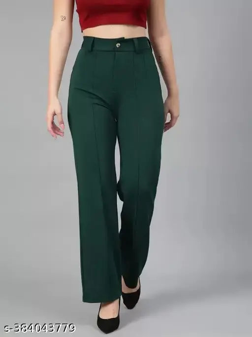 Dark teal high-waisted women's trousers