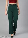 Dark teal high-waisted women's trousers