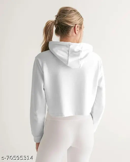 Croptop cotton lycra sweatshirt/hoodie for women in long sleeves, printed net pattern. Winter wear for women, made in India (XS-XXL)