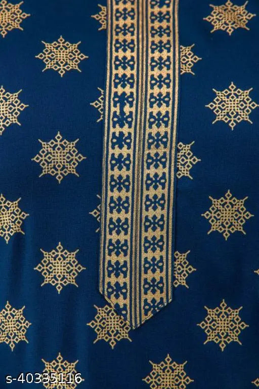 Rayon gold foil print women's kurta set with palazzos, solid net design, three-quarter sleeves, India origin