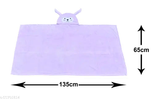 Lilac woollen blanket, warm and cozy hooded fur for newborn to 3-year-old babies, with Tich button and animal hoodie, Indian origin