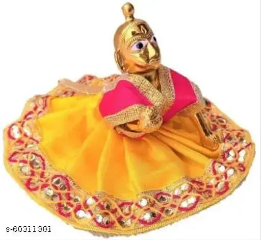 Brass Krishna Idol - Pittal Laddu Gopal Statue, 8cm, Indian decorative showpiece