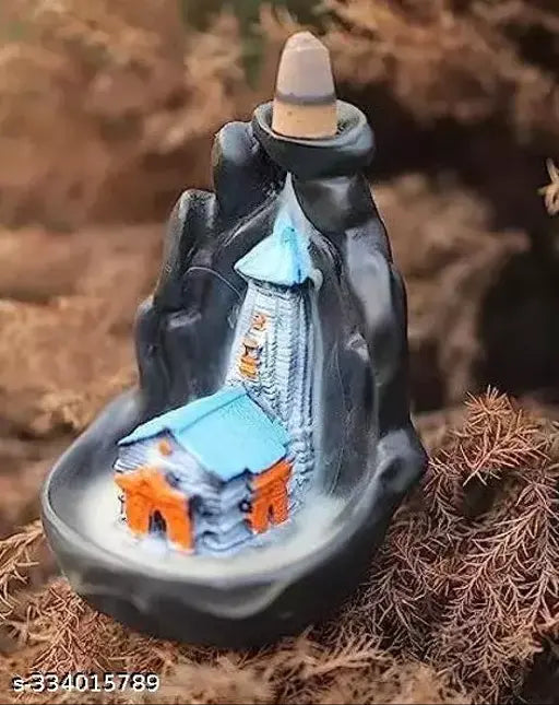 Resin Adi Shankara MotherSon Baba Kedarnath Dham Mandir, smoke-free backflow cones (10x10x10 cm), India-made spiritual figurine