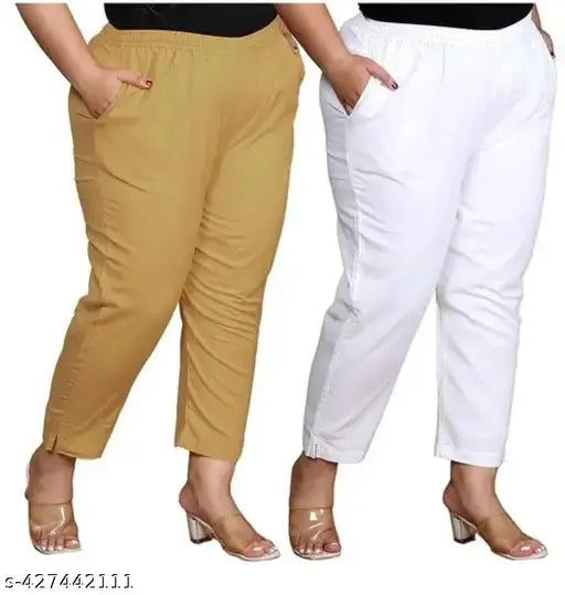 Big size cotton ladies palazzo trousers, featuring a relaxed fit and flared design