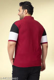 Colorblocked Polycotton T-Shirt for Men, XL3XL4XL5XL - Bold colorblock design, neat collar, and polished silhouette for casual style