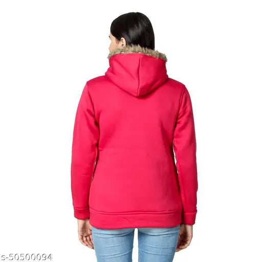 Woolen BLUSHH Collection jacket, solid pattern, long sleeves, hooded women's jacket, Made in India (size M & L available)