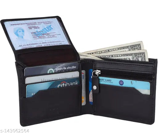 Brown genuine leather TAKHORN men's wallet with RFID blocking, premium quality, 2 compartments, bi-fold design