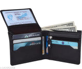 Brown genuine leather TAKHORN men's wallet with RFID blocking, premium quality, 2 compartments, bi-fold design