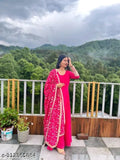 Pure Fox Georgette Gown, trendy sleeves pattern, long sleeves, fancy sequence and jari work, ready-to-wear, micro cotton inner and dupatta