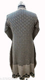 Woolen anarkali kurta, long sleeve, knee length, chevron pattern