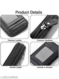 Black PU leather StealODeal RFID zip card holder set, compact with 10 slots for daily organization