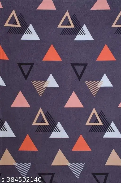 Cotton geometric fitted double bedsheet & 2 pillow covers by Geeta Enterprises®, summer-ready for adults (78x72 inches)