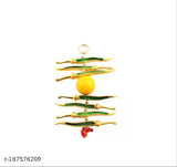 Metal Nimbu Mirchi wall hanging showpiece, Indian nazar battu with positive energies and evil eye protection