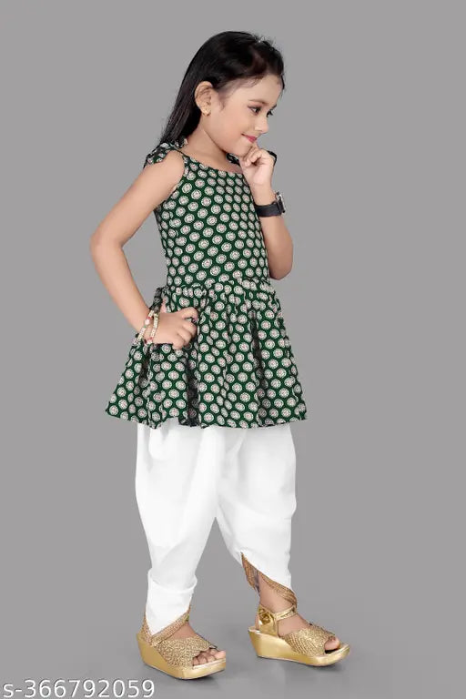 Aarya Women's stripe printed crepe Anarkali Kurta & Dhoti set, vibrant party wear in various sizes from 3-12 years, Indian origin