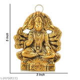 Gold Panchmukhi Hanuman ji Murti/Bajrangbali Idol for wall hanging and gifts, ornate decorative showpiece (11cm x 13.5cm)