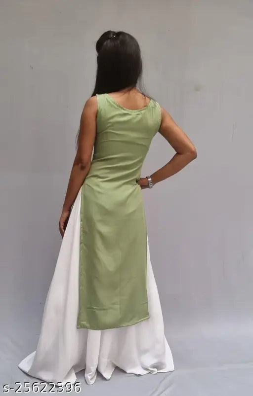 Aagam fabulous women's crepe kurta sets in solid net colors, sleeveless with palazzo bottomwear for Indian fashion