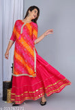 Orange and pink embroidered kameez with dupatta set